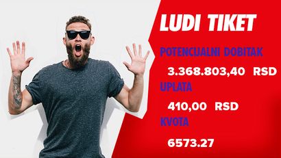 LUDI TIKET (-), nedelja, 3.368.803,40 dinara: Škoti upropastili sve