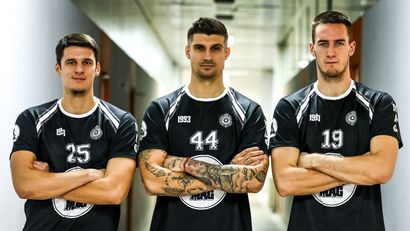 Veljko Popović, Petar Đorđić i Nikola Zečević (©RK Partizan/Maja Nastić)