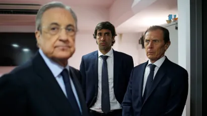 Florentino Perez, Raul Gonzales i Emilio Butragenjo (Reuters)