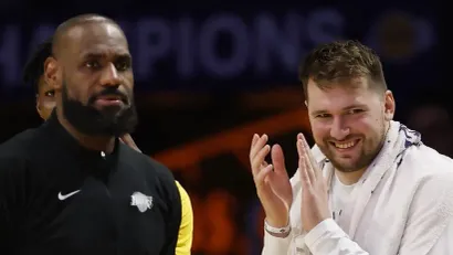 Lebron Džejms i Luka Dončić (AFP)