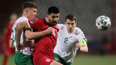 Aleksandar Mitrović u pobedi nad R. Irskom (3:2) na Piksijevom selektorskom debiju 2021. godine (@MNPress)