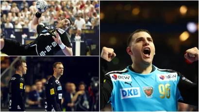 Mijajla Marsenić, Tim Frajhefer, Matijas Gidsel i Dejan Milosavljev (©Reuters)