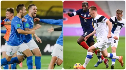 Fudbaleri KI Klaksvika i kapiten SJK-a Rasmus Karjalajnen (©AFP)