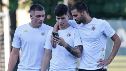 Fudbaleri Partizana Dušan Jovanović, Milan Vukotić i Stefan Milić (©Starsport)