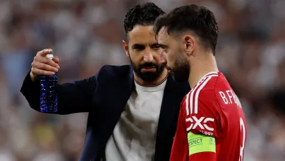 Ruben Amorim i Bruno Fernandes (©Reuters)