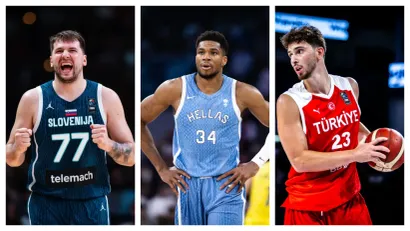 Luka Dončić, Janis Adetokunbo, Alperin Šengun (Foto: FIBA)