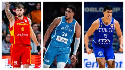 Huančo Ernangomez, Janis Adetokunbo i Simone Fontekio (Foto: FIBA)