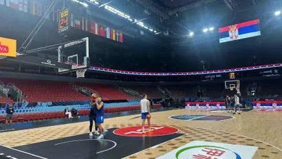 Košarkaši Srbije u Šaomi Areni (©Mozzart Sport)