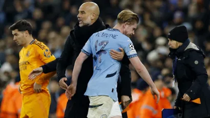 Pep Gvardiola i Kevin de Brujne sada na suprotnim stranama (©Reuters)
