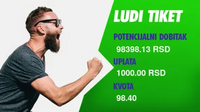 LUDI TIKET, petak, 98.398 dinara: Odličan "dvojka"