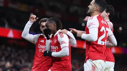 Slavlje fudbalera Arsenala posle gola Ezea (©Gulliver, David Klein Sportimage)