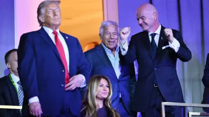 Donald Tramp i Đani Infantino bili su veseli tokom ceremonije žreba (©Reuters)