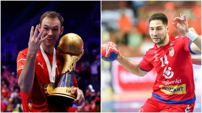 Matijas Gidsel i Lazar Kukić (©Reuters, ©Starsport)