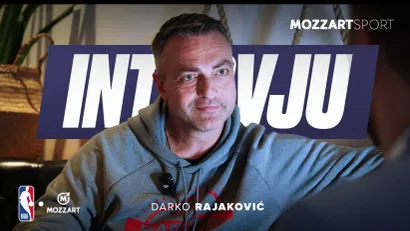 Darko Rajaković sa novinarom Mozzart Sporta (©Mozzart Sport/Nikola Mikić)
