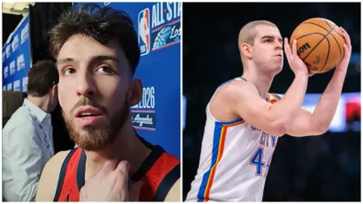 Čet Holmgren i Nikola Topić (©Mozzart Sport; ©AFP)