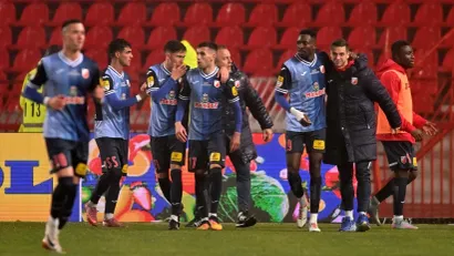 Slavlje fudbalera Vojvodine posle gola za jesenju pobedu na stadionu Crvene zvezde (MN Press)