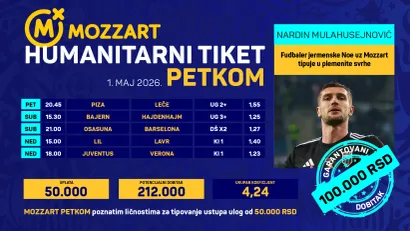 Humanitarni tiket u podne: Nardin Mulahusejnović iz voleja ispucava dobitnih 212.000 dinara