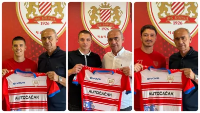 Stefan Đurić, Luka Janković i Predrag Popadić sa dresom Borca (©Instagram/Borac 1926)