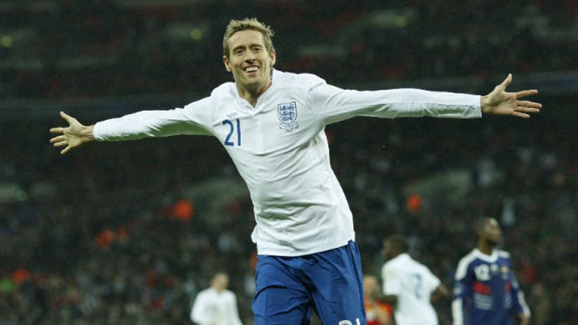 "Krauč slavi poslednji gol za Englesku, protiv Francuske 2010."