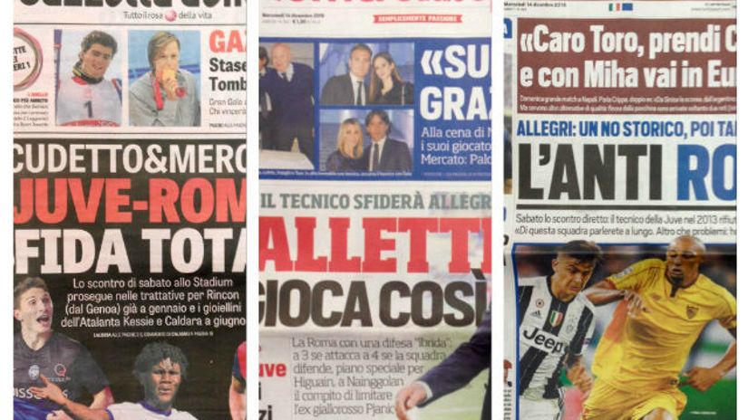 "Naslovne strane italijanske sportske štampe"
