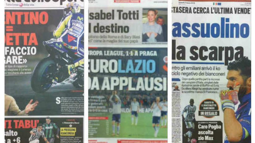 "naslovne strane sportske štampe u Italiji"