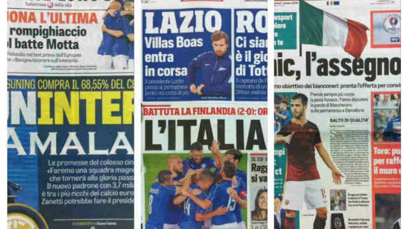 "naslovne strane italijanske sportske štampe"