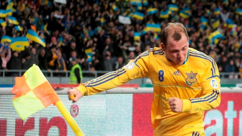 "Roman Zozulja slavi gol u Kijevu"
