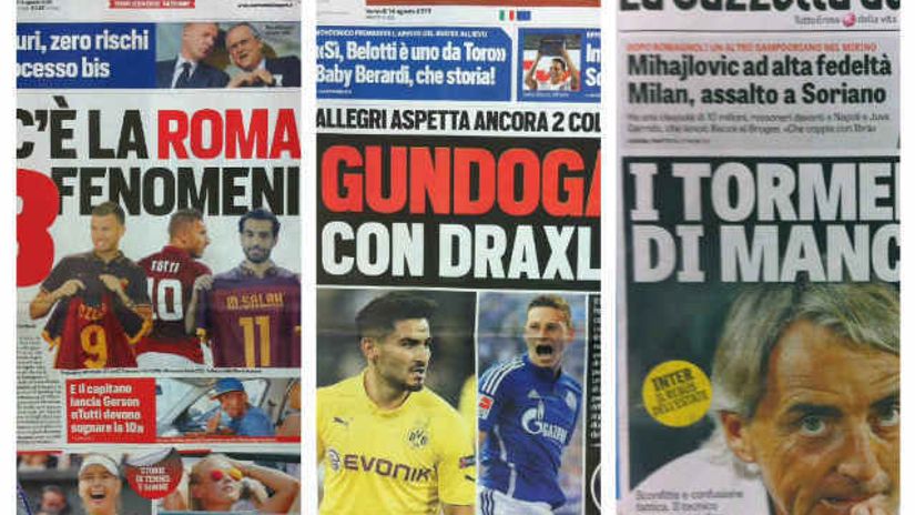 "Naslovne strane sportske štampe u Italiji"