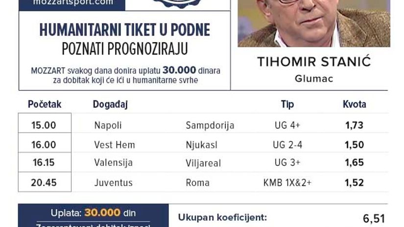 "Humanitarni tiket Tihomira Stanića"