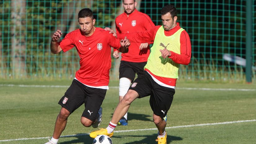 Marko Grujić i Luka Milivojević na treningu reprezentacije Srbije