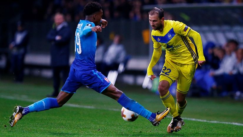 Džozef Vilok (Arsenal) i Igor Stasevič (BATE Borisov) 