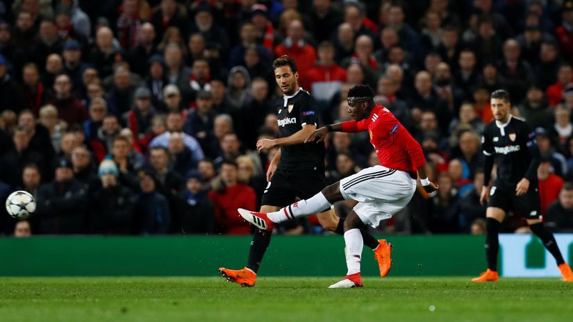 Pol Pogba na prošlom meču Junajteda i Sevilje (© Reuters)