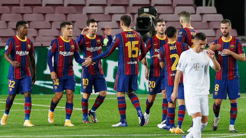 Fudbaleri Barselone na meču protiv Ferencvaroša (@Reuters)