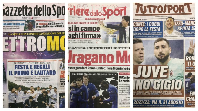 Naslovne strane tri najuticajnija sportska lista u Italiji