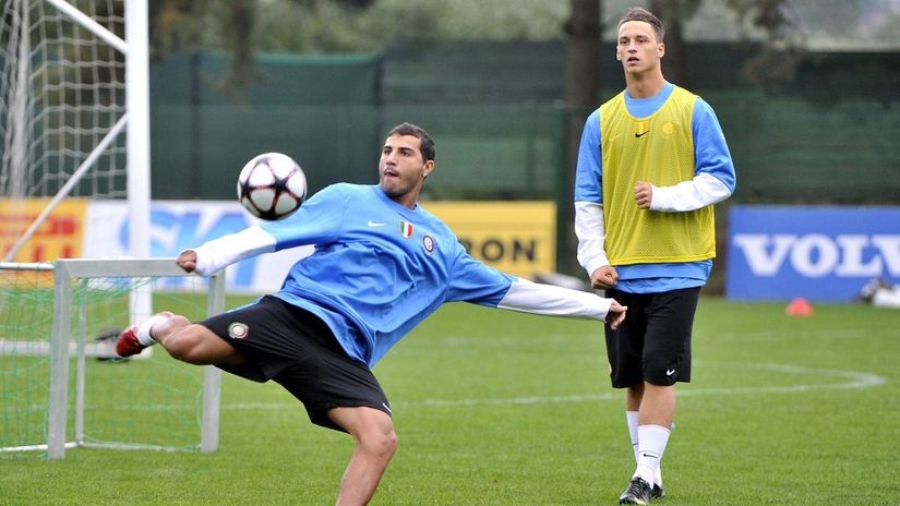 Kvarežma i Arnautović iz perioda u Interu (Foto: AFP)
