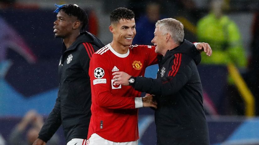 Pogba, Ronaldo i Solskjer (©Reuters)