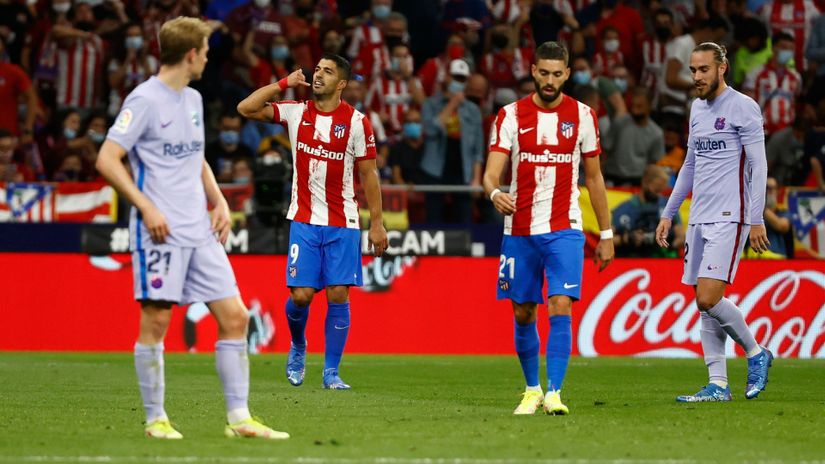 Luis Suarez slavi gol protiv Barselone (©Reuters)