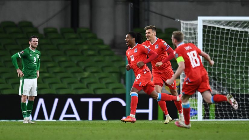 Žerson Rodrigez slavi gol protiv Republike Irske (©Reuters)