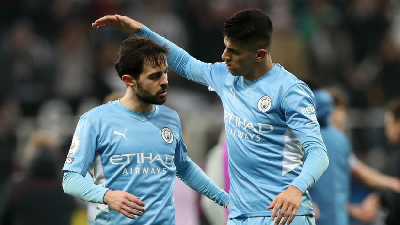 Fudbaleri Mančester Sitija Žoao Kanselo i Bernardo Silva (©Reuters)