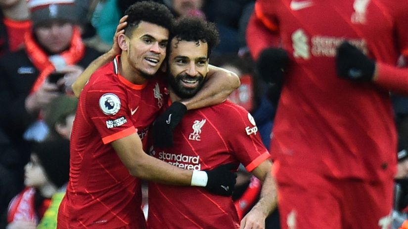 Luis Dijaz i Mohamed Salah (©Reuters)