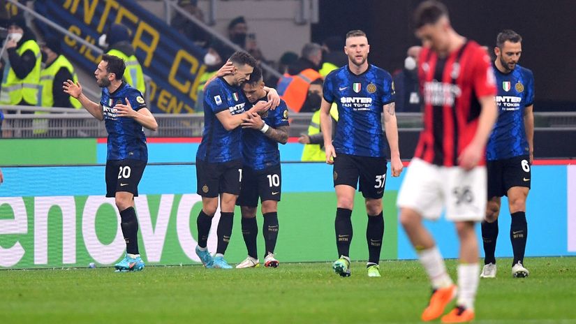 Radost igrača Intera protiv Milana (©Reuters)