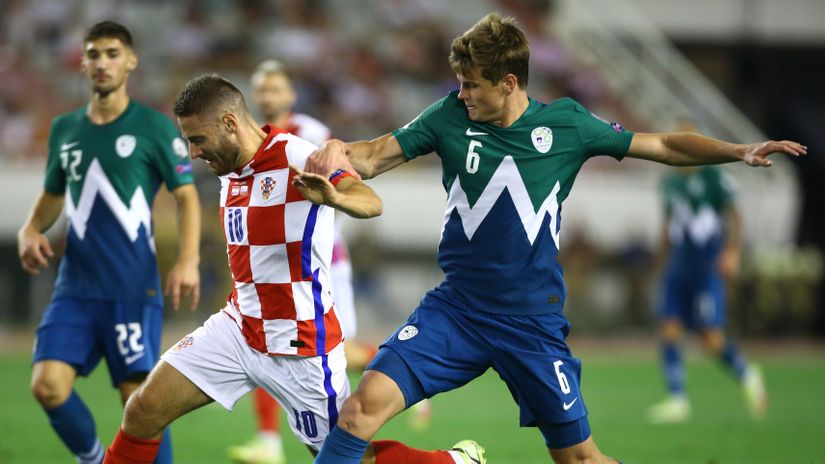 Detalj sa kvalifikacionog meča Hrvatske i Slovenije (©Reuters)