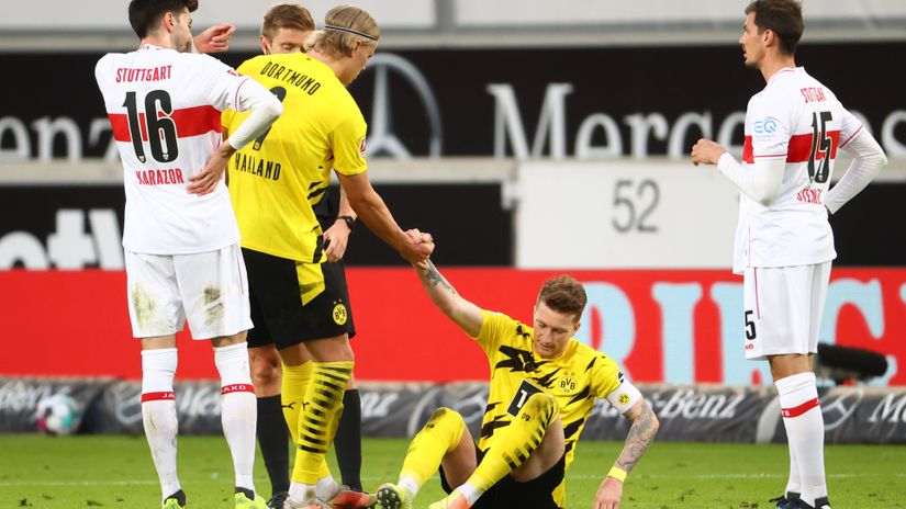 Erling Haland i Marko Rojs na prošlom gostovanju u Štutgartu (©Reuters)