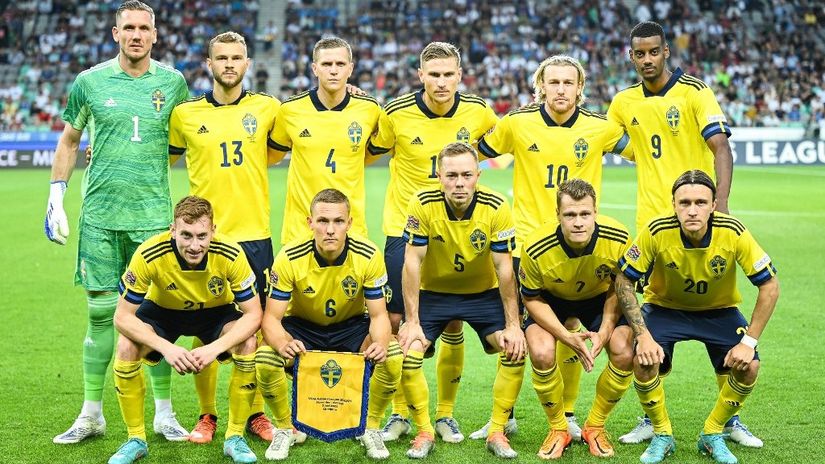 Tim Švedske sa utakmice protiv Slovenije (©AFP)