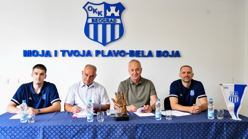 Na predstavljanju novog trenera i igrača OKK Beograda (©Mega Mozzart / OKK Beograd / Dragana Stjepanović)