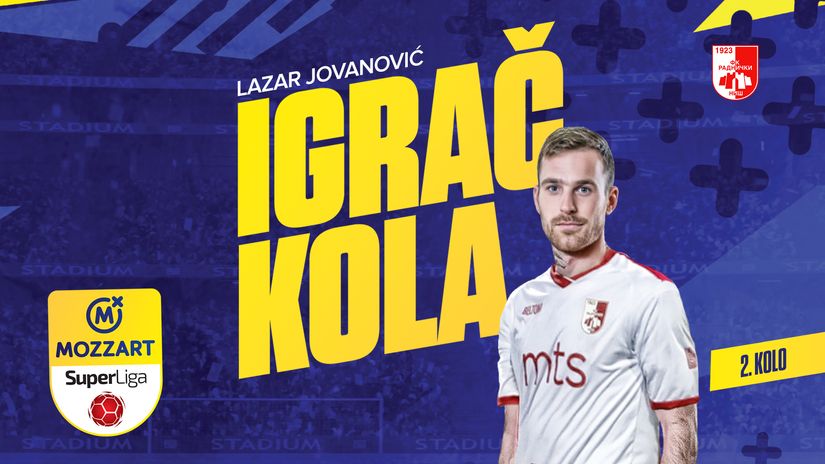 Najbolji igrač drugog kola Mozzart Bet Superlige - Lazaru Jovanoviću prva "osmica" u sezoni