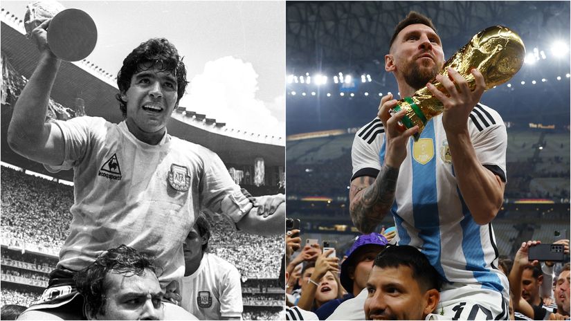 Maradona 1986. i Mesi 2022. (Reuters)