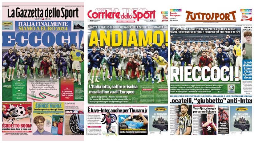 Italijanska sportska štampa slavi plasman na Euro
