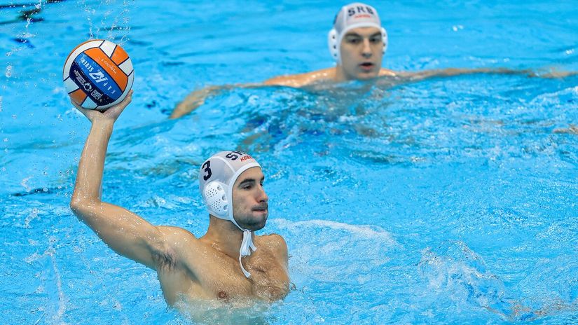 Strahinja Rašović i Nikola Jakšić (©European Water Polo Championship 2024)