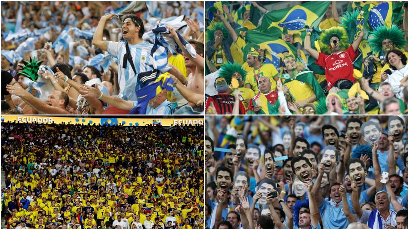 Navijači Argentine, Brazila, Ekvadora i Urugvaja (©Reuters)
